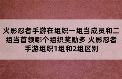 火影忍者手游在组织一组当成员和二组当首领哪个组织奖励多 火影忍者手游组织1组和2组区别